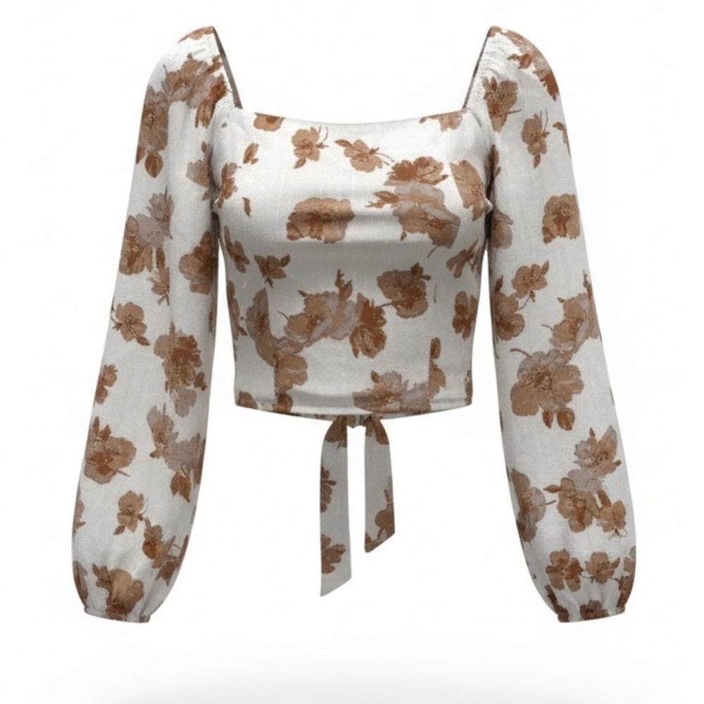 Altar’d State brown/cream floral top, small